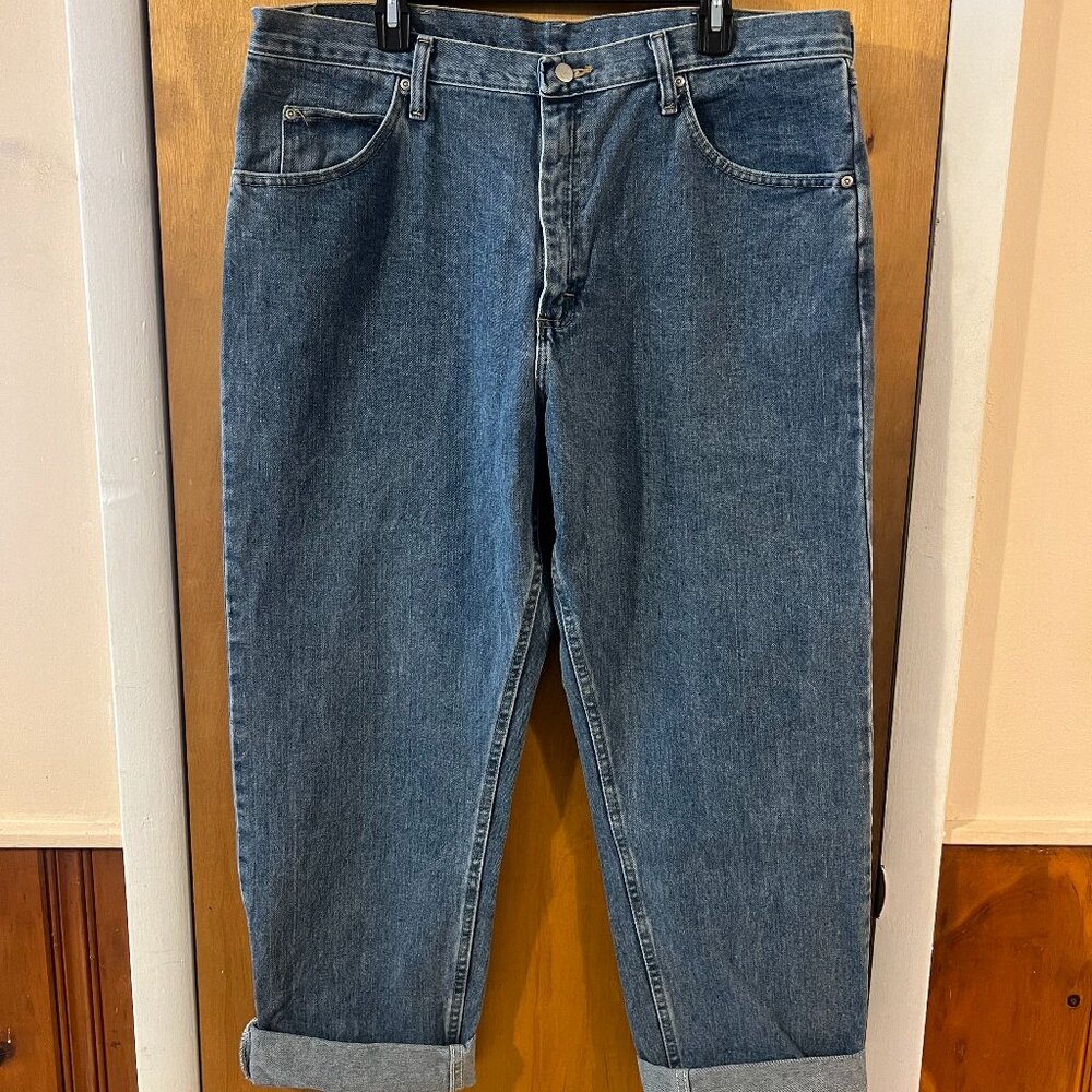 Wrangler Men's Blue Straight Relaxed Fit Casual Cotton Denim Jeans 40 x 32